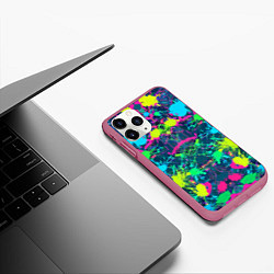 Чехол iPhone 11 Pro матовый Colorful blots - expressionism - vogue, цвет: 3D-малиновый — фото 2