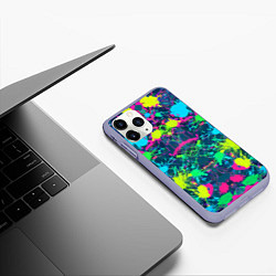 Чехол iPhone 11 Pro матовый Colorful blots - expressionism - vogue, цвет: 3D-светло-сиреневый — фото 2