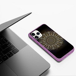 Чехол iPhone 11 Pro матовый Костяная мандала, цвет: 3D-фиолетовый — фото 2