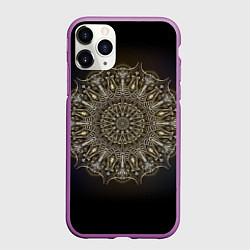 Чехол iPhone 11 Pro матовый Костяная мандала, цвет: 3D-фиолетовый