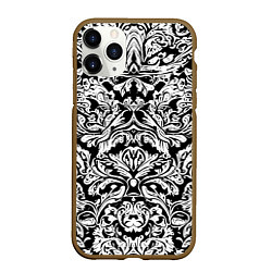 Чехол iPhone 11 Pro матовый Floral pattern - irezumi - neural network, цвет: 3D-коричневый