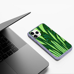 Чехол iPhone 11 Pro матовый Зеленый растительный мотив, цвет: 3D-светло-сиреневый — фото 2