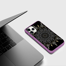 Чехол iPhone 11 Pro матовый Большая костяная мандала, цвет: 3D-фиолетовый — фото 2