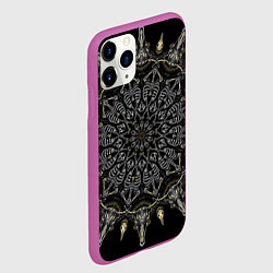 Чехол iPhone 11 Pro матовый Большая костяная мандала, цвет: 3D-фиолетовый — фото 2