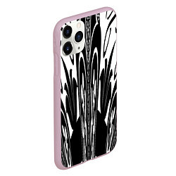 Чехол iPhone 11 Pro матовый Черные завихрения, цвет: 3D-розовый — фото 2