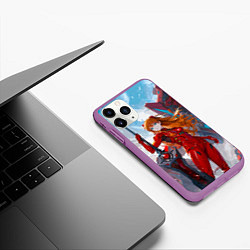 Чехол iPhone 11 Pro матовый Аска Еванеглион, цвет: 3D-фиолетовый — фото 2