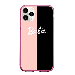 Чехол iPhone 11 Pro матовый Барби - сплит нежно-персикового и черного, цвет: 3D-малиновый