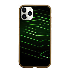 Чехол iPhone 11 Pro матовый Green abstract dark background
