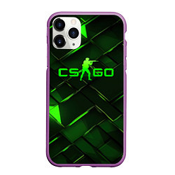 Чехол iPhone 11 Pro матовый CSGO green abstract elements