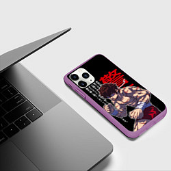 Чехол iPhone 11 Pro матовый Баки Ханма и иероглифы, цвет: 3D-фиолетовый — фото 2
