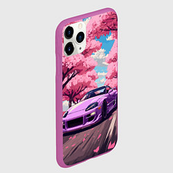 Чехол iPhone 11 Pro матовый Тойота супра и сакура, цвет: 3D-фиолетовый — фото 2