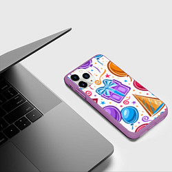 Чехол iPhone 11 Pro матовый Вечеринка, цвет: 3D-фиолетовый — фото 2