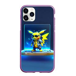 Чехол iPhone 11 Pro матовый Крутой Пикачу, цвет: 3D-фиолетовый