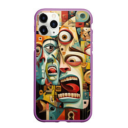 Чехол iPhone 11 Pro матовый Живопись с лицами в стиле Пабло Пикассо, цвет: 3D-фиолетовый