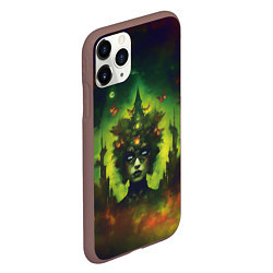 Чехол iPhone 11 Pro матовый Зеленая фантастическая ведьма с бабочками, цвет: 3D-коричневый — фото 2