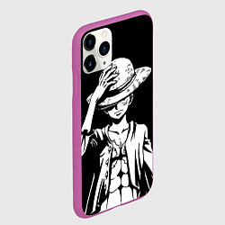 Чехол iPhone 11 Pro матовый Ван пис - Луффи снимает шляпу, цвет: 3D-фиолетовый — фото 2