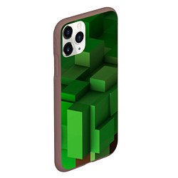 Чехол iPhone 11 Pro матовый Зелёный блоковый паттерн, цвет: 3D-коричневый — фото 2