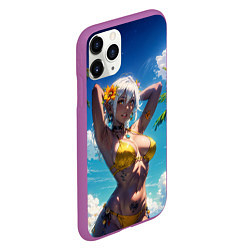 Чехол iPhone 11 Pro матовый Девушка в желтом купальнике, цвет: 3D-фиолетовый — фото 2