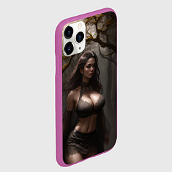 Чехол iPhone 11 Pro матовый Девушка в лесу на фоне луны, цвет: 3D-фиолетовый — фото 2