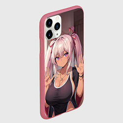 Чехол iPhone 11 Pro матовый Милая аниме блондинка, цвет: 3D-малиновый — фото 2