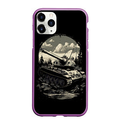 Чехол iPhone 11 Pro матовый Т54 русский танк, цвет: 3D-фиолетовый