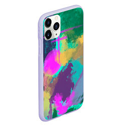 Чехол iPhone 11 Pro матовый Пятна краски и леопардовая шкура абстракция, цвет: 3D-светло-сиреневый — фото 2