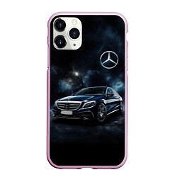 Чехол iPhone 11 Pro матовый Mercedes Benz galaxy, цвет: 3D-розовый
