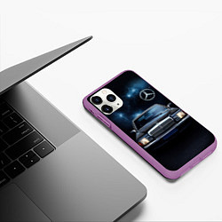 Чехол iPhone 11 Pro матовый Мерседес черное небо, цвет: 3D-фиолетовый — фото 2