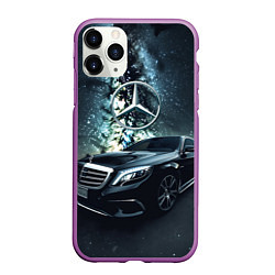 Чехол iPhone 11 Pro матовый Мерседес космос, цвет: 3D-фиолетовый
