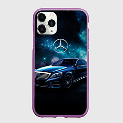 Чехол iPhone 11 Pro матовый Синий мерседес, цвет: 3D-фиолетовый