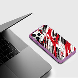 Чехол iPhone 11 Pro матовый Спонтанные брызги красные, цвет: 3D-фиолетовый — фото 2