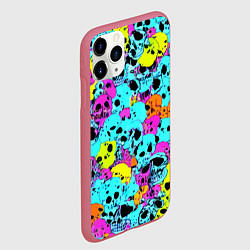Чехол iPhone 11 Pro матовый Паттерн из черепов - поп-арт - иллюзия, цвет: 3D-малиновый — фото 2
