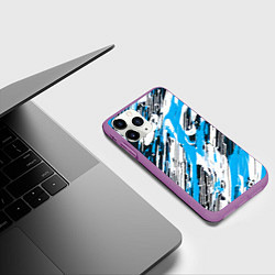 Чехол iPhone 11 Pro матовый Спонтанные брызги голубые, цвет: 3D-фиолетовый — фото 2
