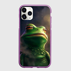 Чехол iPhone 11 Pro матовый Подозрительная Пепе, цвет: 3D-фиолетовый