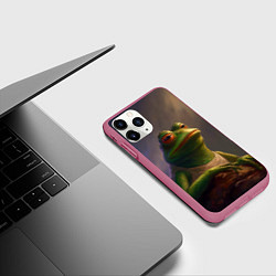 Чехол iPhone 11 Pro матовый Натуральная лягушка Пепе, цвет: 3D-малиновый — фото 2