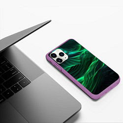 Чехол iPhone 11 Pro матовый Зеленая абстракция, цвет: 3D-фиолетовый — фото 2