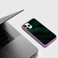 Чехол iPhone 11 Pro матовый Dark green texture, цвет: 3D-фиолетовый — фото 2