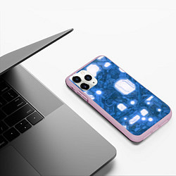 Чехол iPhone 11 Pro матовый Синие кибернетические схемы неон, цвет: 3D-розовый — фото 2