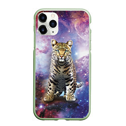 Чехол iPhone 11 Pro матовый Space leopard, цвет: 3D-салатовый