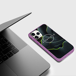 Чехол iPhone 11 Pro матовый Starfield logo green texture, цвет: 3D-фиолетовый — фото 2