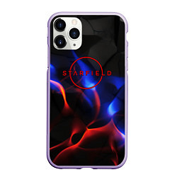 Чехол iPhone 11 Pro матовый Starfield red logo, цвет: 3D-светло-сиреневый