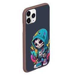 Чехол iPhone 11 Pro матовый Граффити скелет, цвет: 3D-коричневый — фото 2