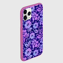 Чехол iPhone 11 Pro матовый Фиолетовые цветочки, цвет: 3D-фиолетовый — фото 2