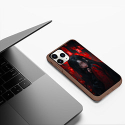 Чехол iPhone 11 Pro матовый Девушка из аниме и красные печати, цвет: 3D-коричневый — фото 2
