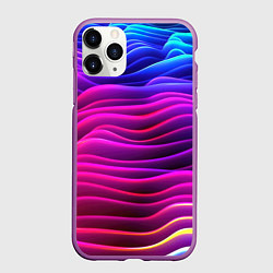 Чехол iPhone 11 Pro матовый Синие фиолетовые волны, цвет: 3D-фиолетовый