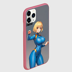 Чехол iPhone 11 Pro матовый Аниме девушка из фалаут, цвет: 3D-малиновый — фото 2
