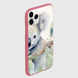 Чехол iPhone 11 Pro матовый Коала акварель, цвет: 3D-малиновый — фото 2