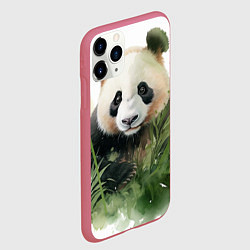 Чехол iPhone 11 Pro матовый Панда акварель, цвет: 3D-малиновый — фото 2