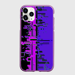 Чехол iPhone 11 Pro матовый Кибер-глитч фиолетовый, цвет: 3D-фиолетовый