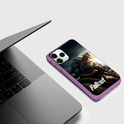 Чехол iPhone 11 Pro матовый Fallout man game, цвет: 3D-фиолетовый — фото 2